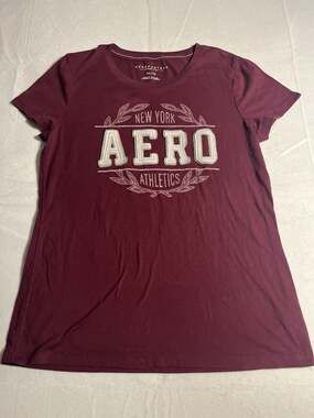 Aeropostale Womens XL Burgundy AERO Athletics New York Graphic Tee Shirt